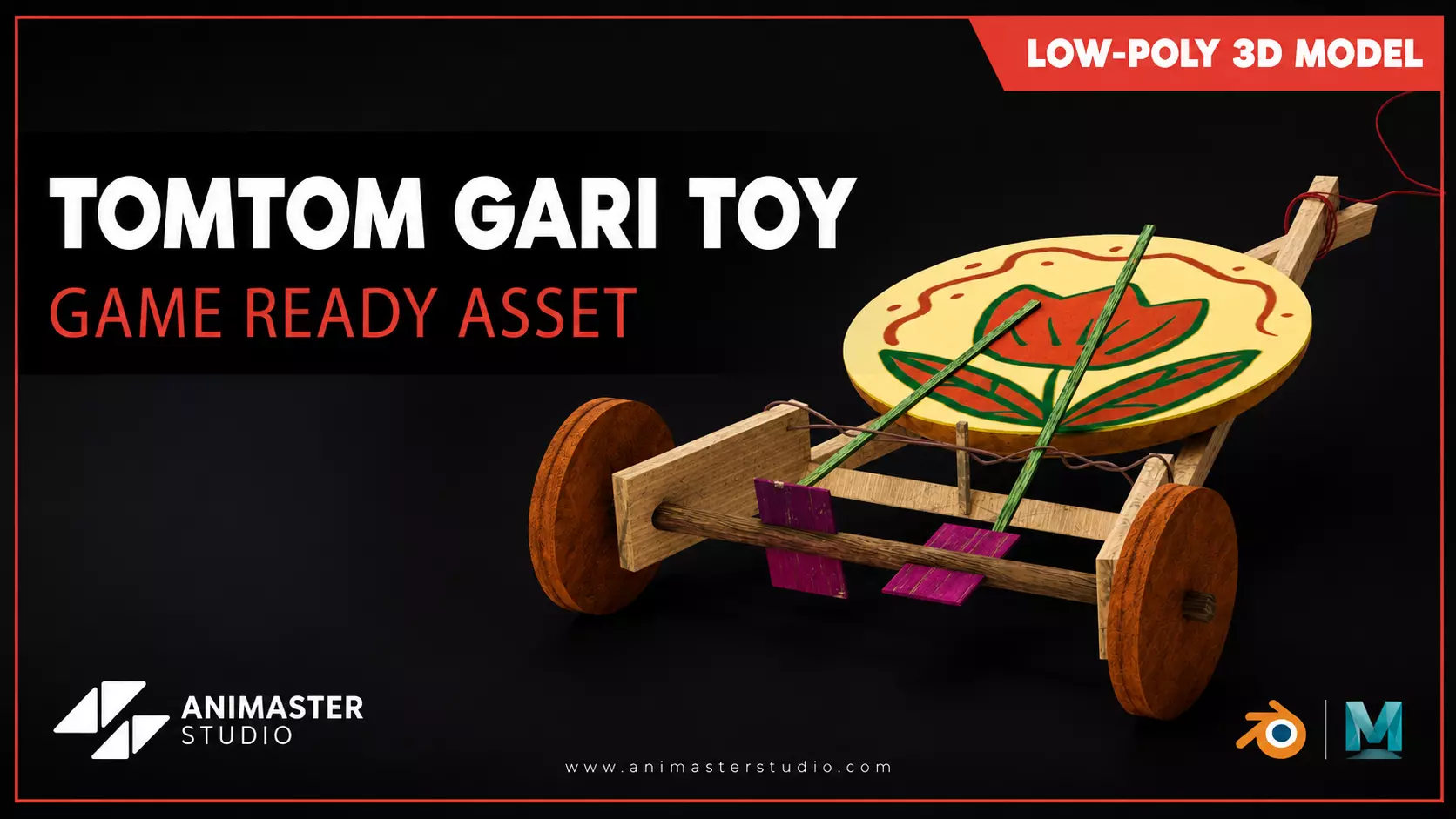 Traditional Tomtom Gari Toy Low-poly 3D model