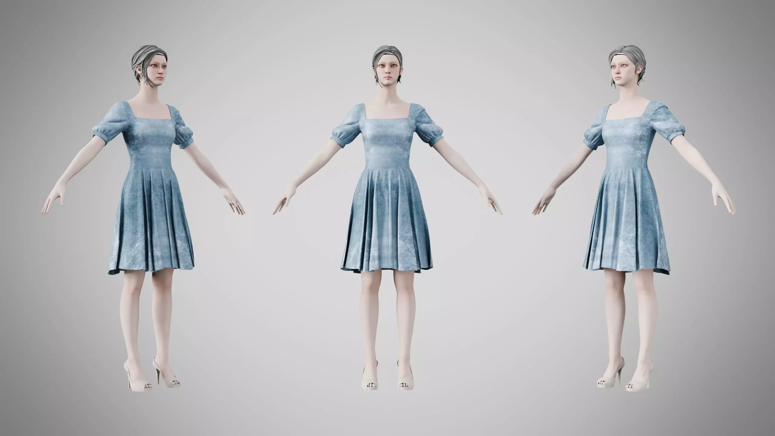 Dress 26 Velvet Frost v2 Low-poly 3D model