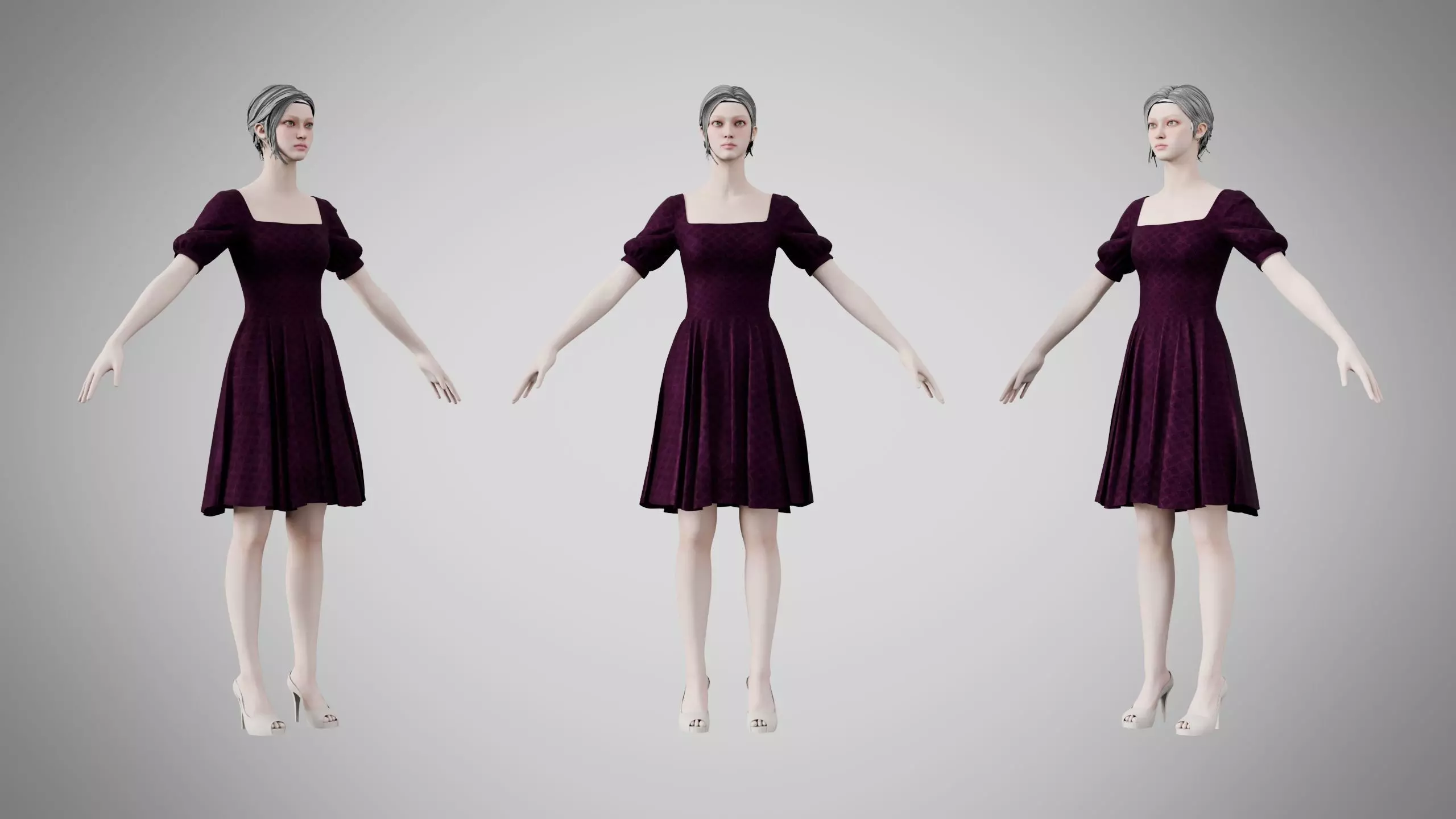 Dress 26 Velvet Plum Dream v2 Low-poly 3D model