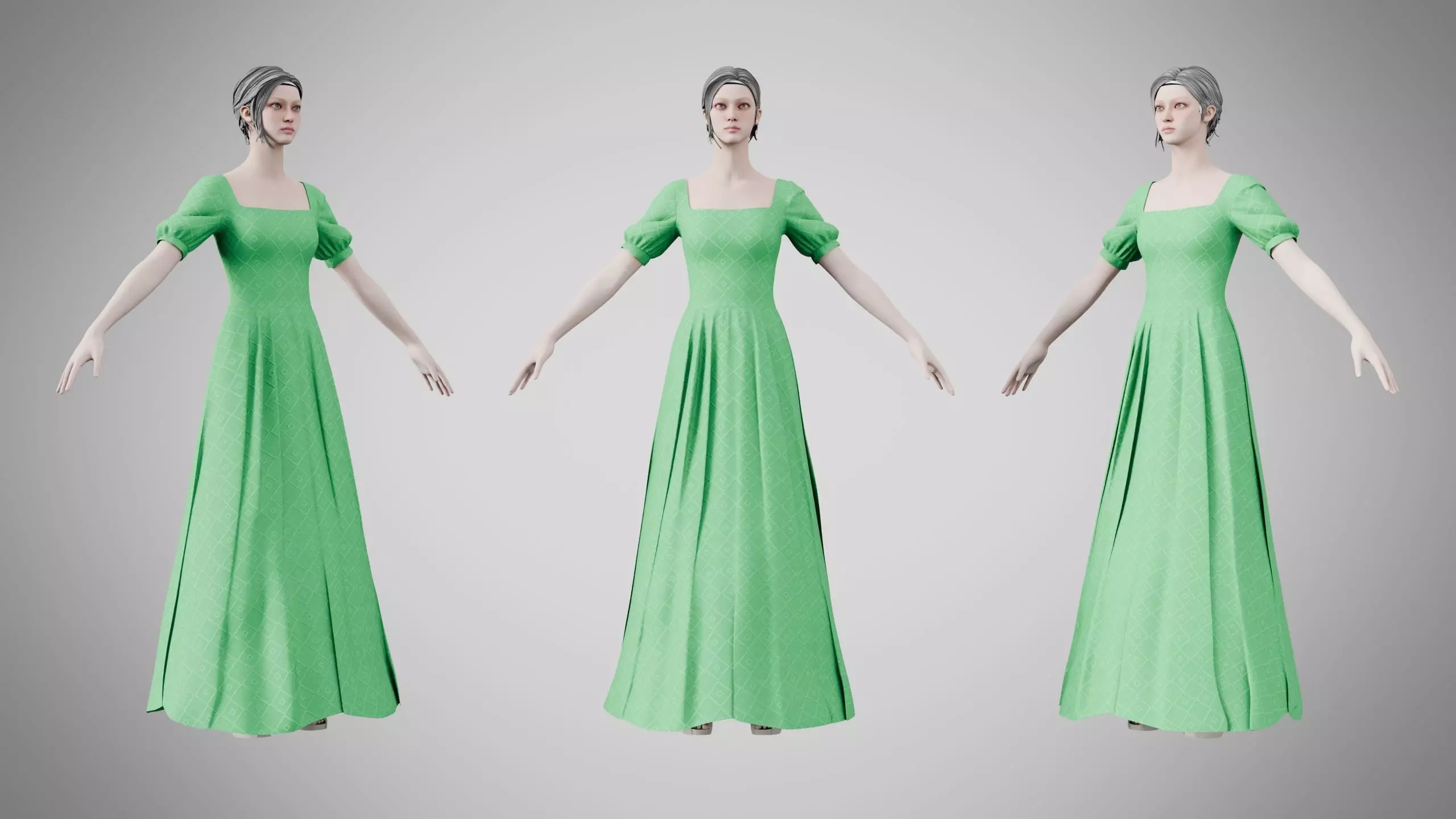 Dress 27 Bud Green Low-poly 3D model