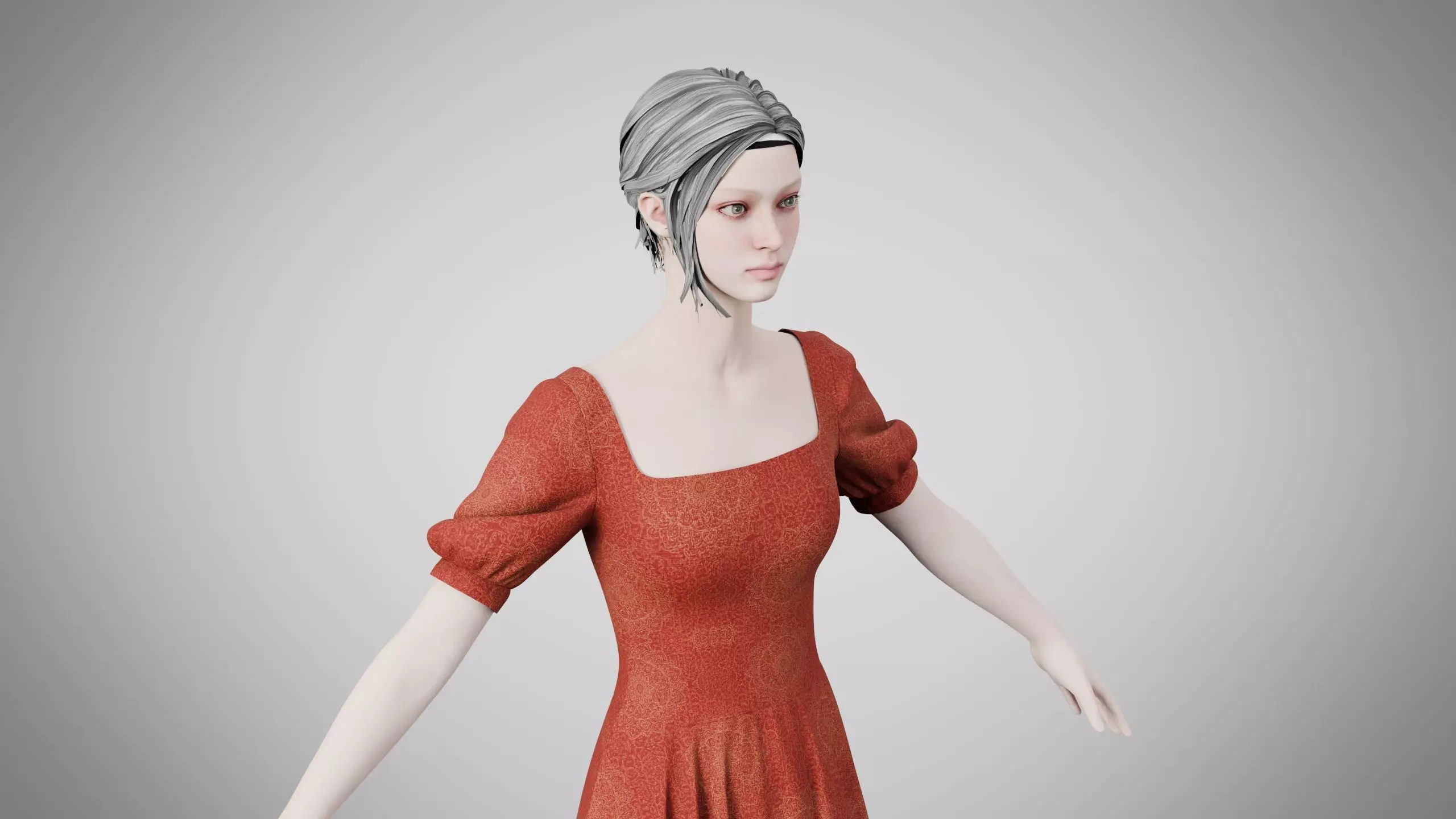 Dress 27 Crimson Mandala Brocade v2 Low-poly 3D model