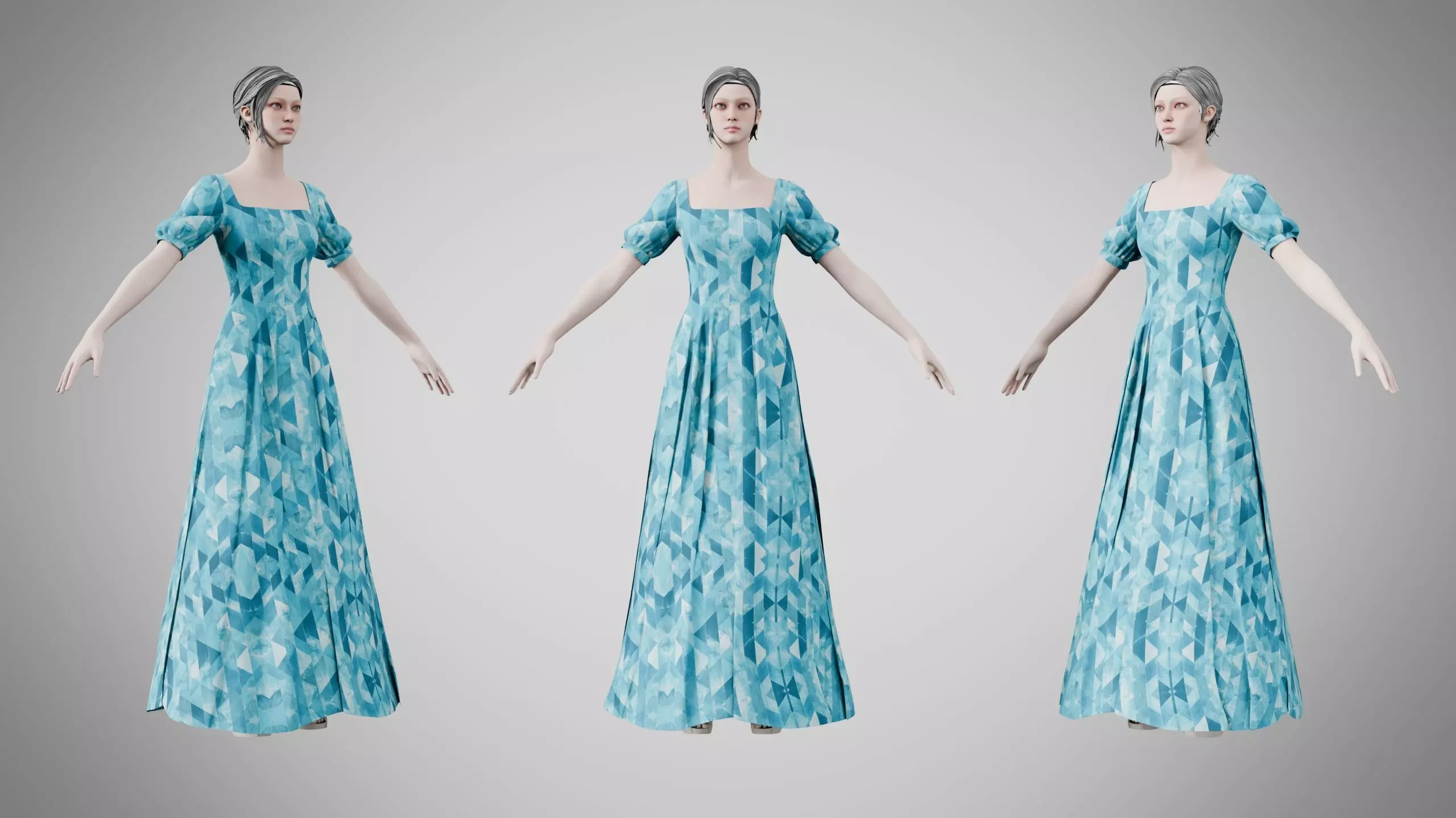Dress 27 Oceanic Mosaic v2 Low-poly 3D model