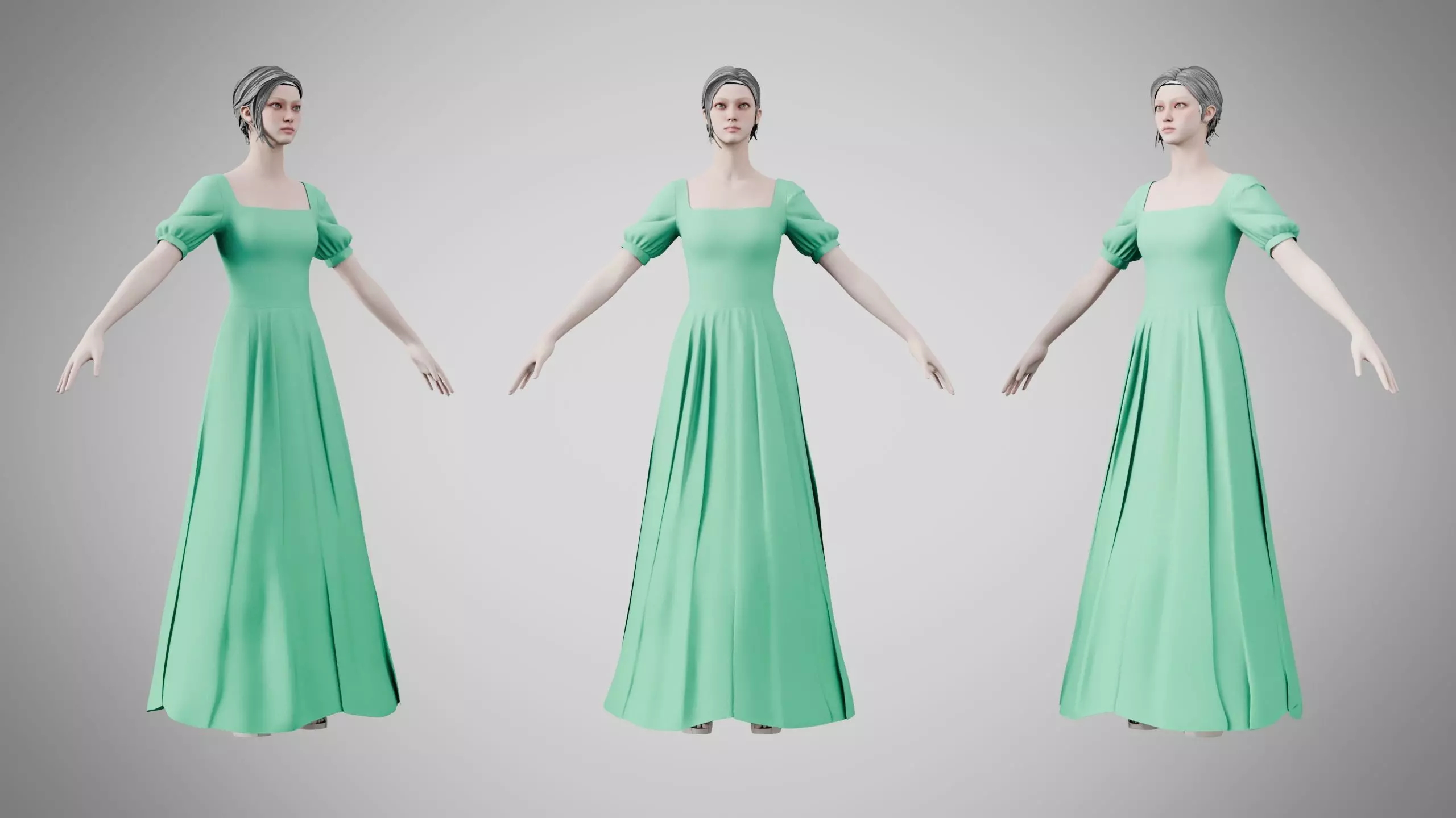 Dress 27 Medium Aquamarine Low-poly 3D model