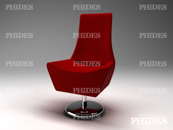 Armchair chair with chrome base 3D model