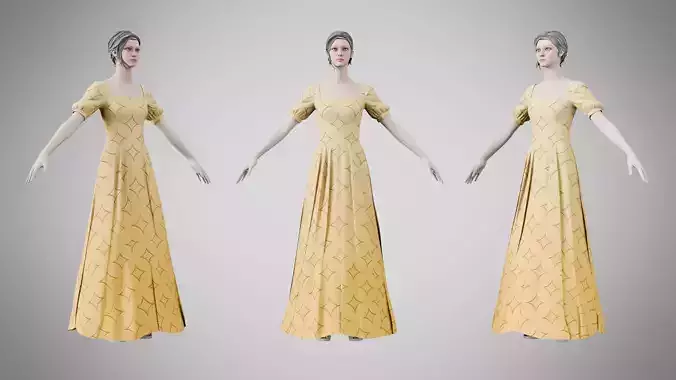 Dress 27 Caramel With Design Low-poly 3D model