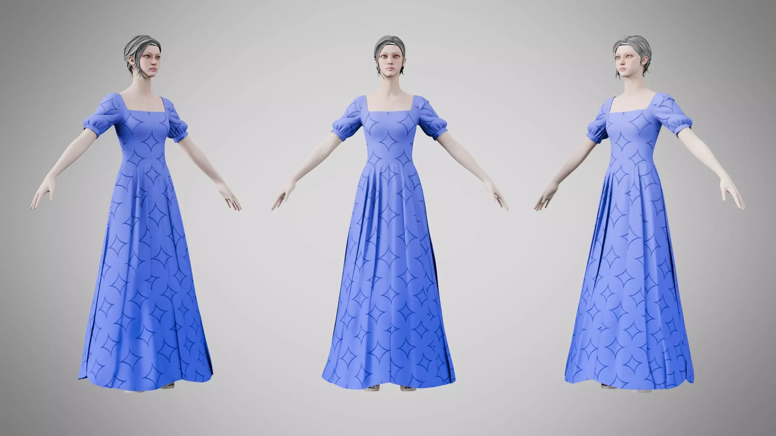 Dress 27 Very Light Blue With Design Low-poly 3D model