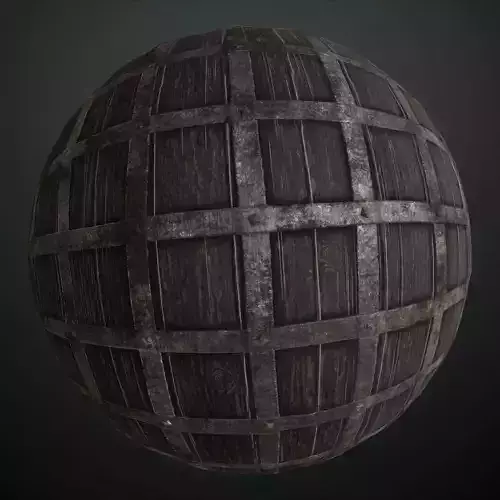 Medieval Dark Wood Iron Bands PBR Seamless Texture