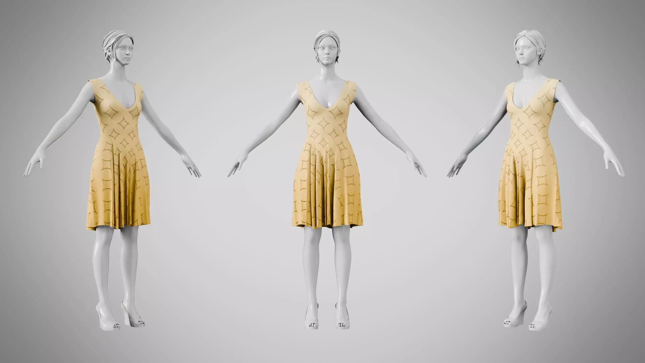 Dress 21 Caramel With Design Low-poly 3D model