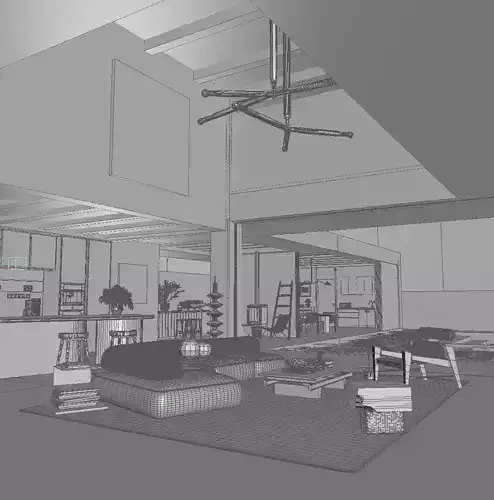 Interior decoration of villa 3D model 6