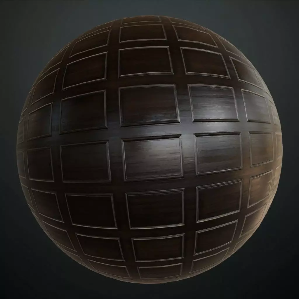Classic Dark Wood Wall Paneling PBR Seamless Texture