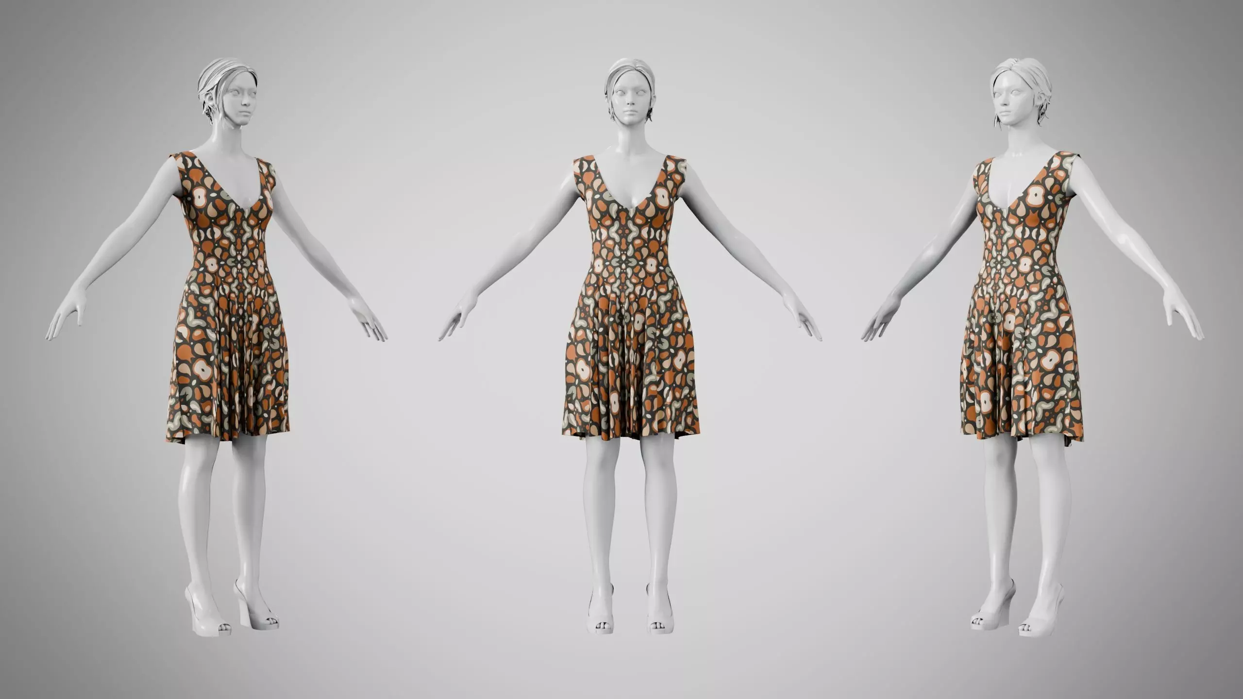 Dress 21 Abstract Organic Mosaic Low-poly 3D model