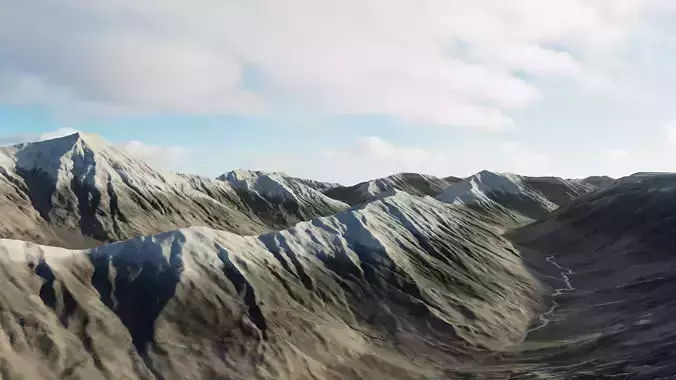 Continuous mountain range model with 8k texture map 3D model
