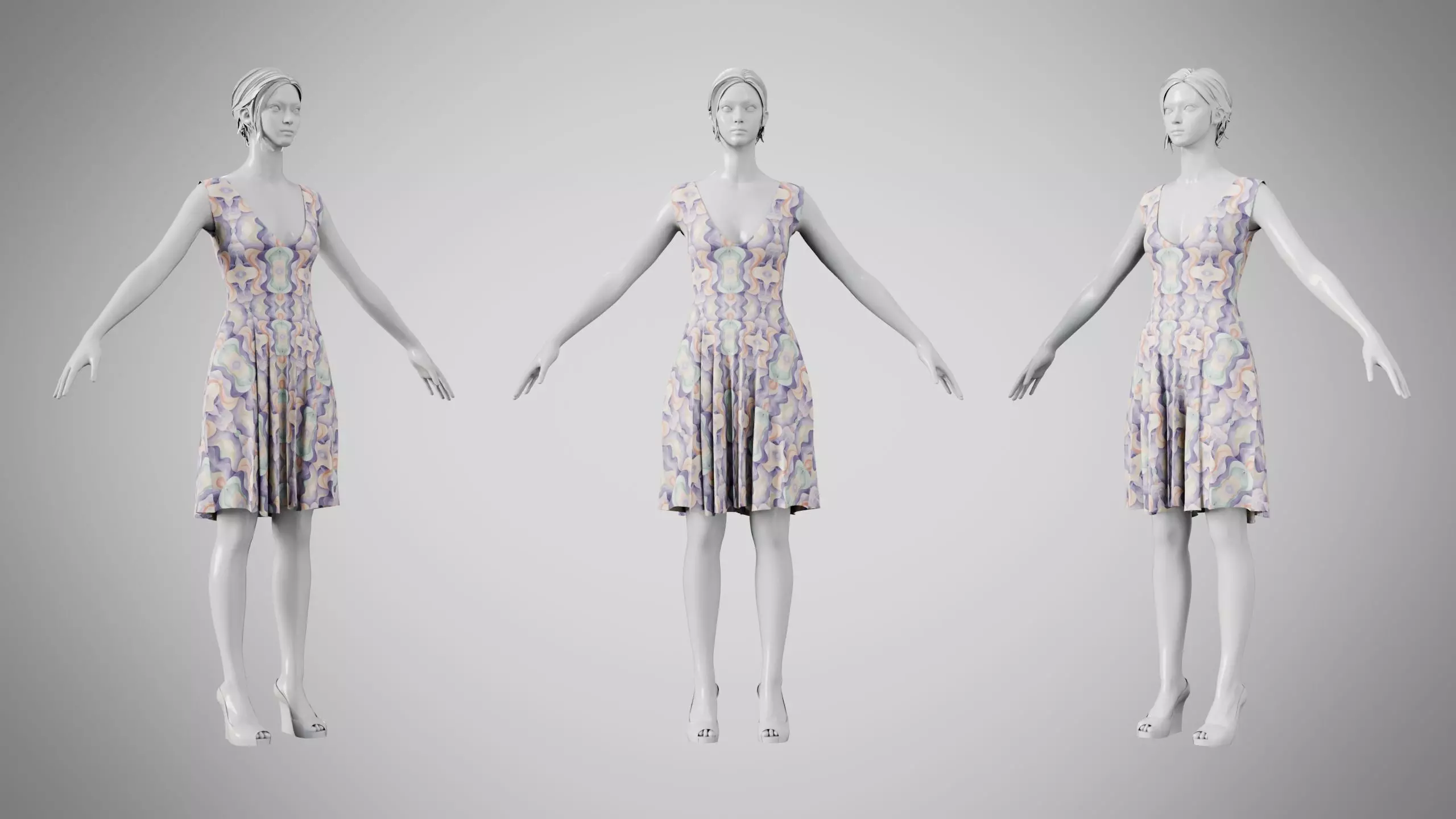 Dress 21 Soft Petal Mosaic Low-poly 3D model