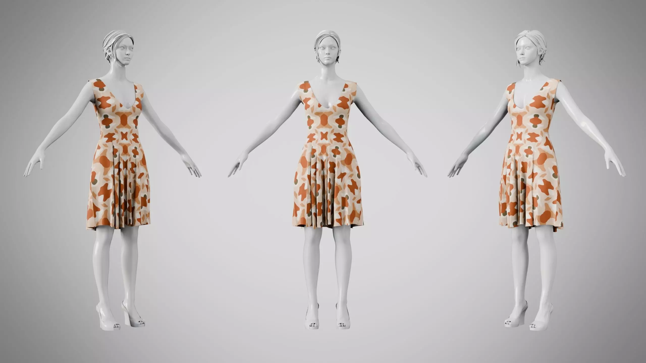 Dress 21 Warm Geometric Organic Low-poly 3D model