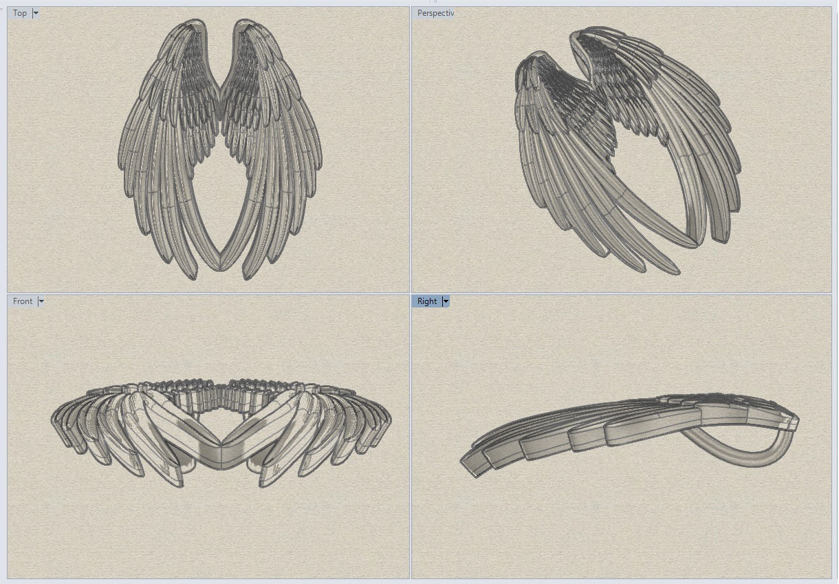 20mm Double Wings Pendant 3D print model_8