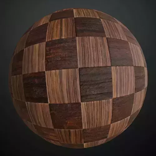 Polished Checkerboard Wood Parquet PBR Seamless Texture