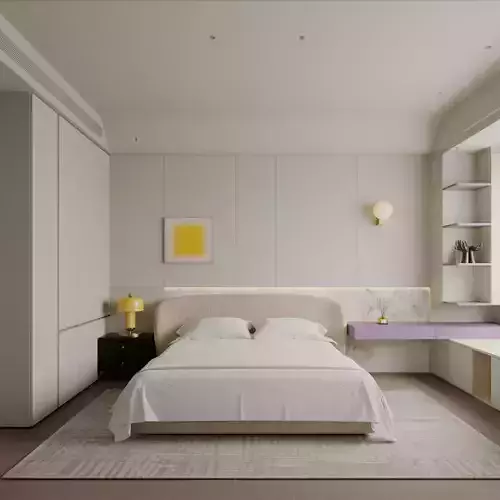 Modern minimalist bedroom 3D model