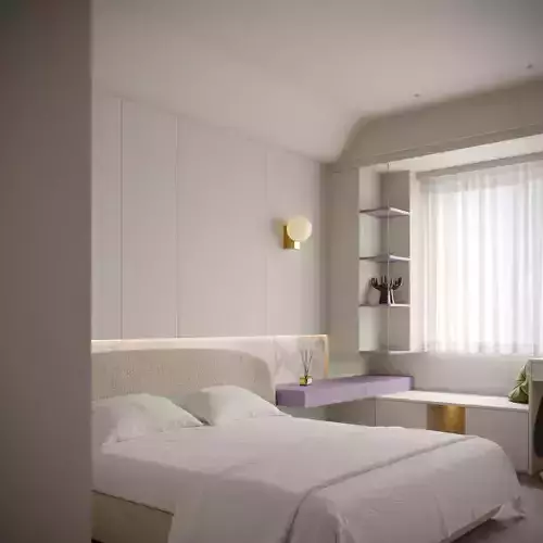Modern minimalist bedroom 3D model 5