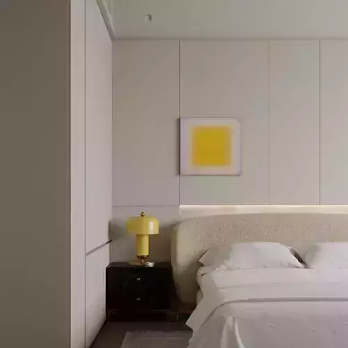 Modern minimalist bedroom 3D model 6