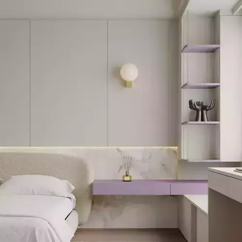 Modern minimalist bedroom 3D model 3