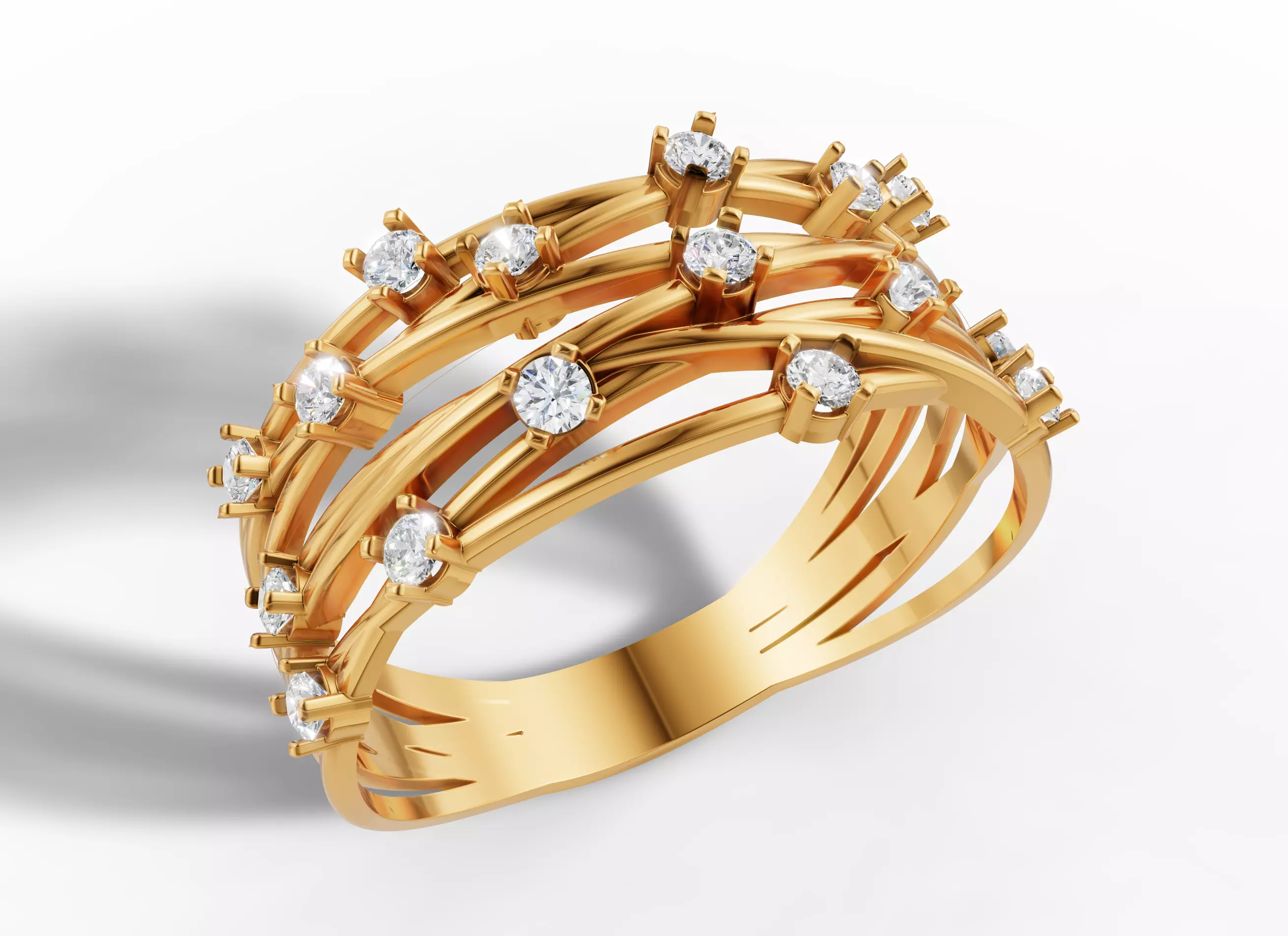 Gold Crossover Crossover Twine Gemstone Ring 3D print model