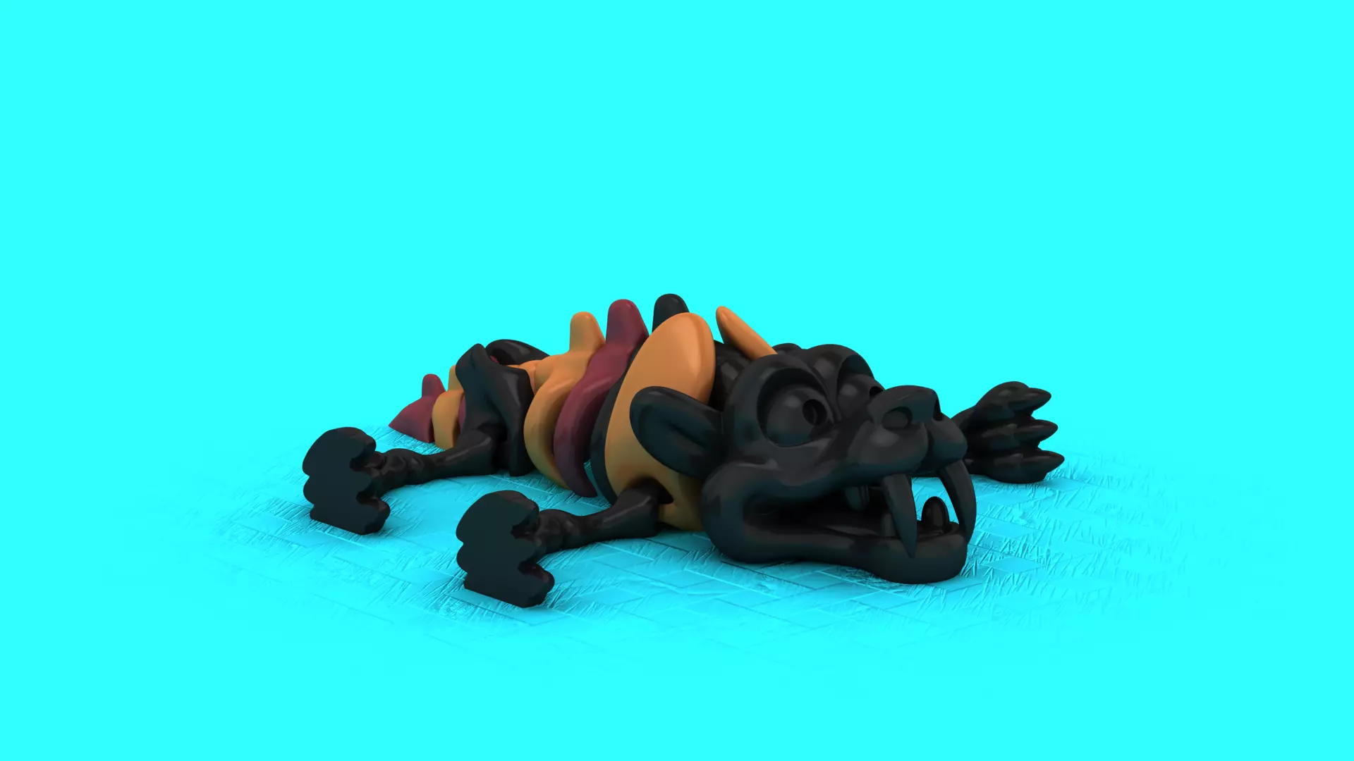 Stylized Fallen Dragon Skeleton Cartoon Fantasy Creature Model 3D print model