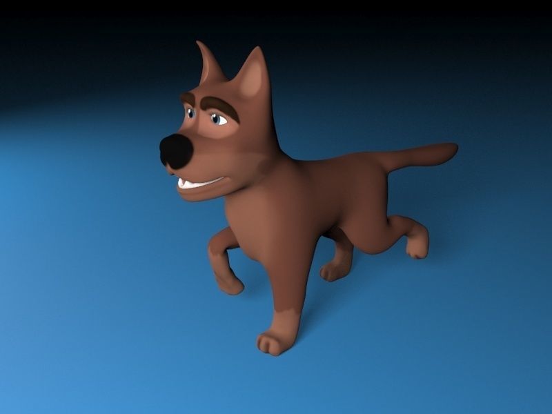 Cartoon rigged brown dog Low-poly 3D model_2
