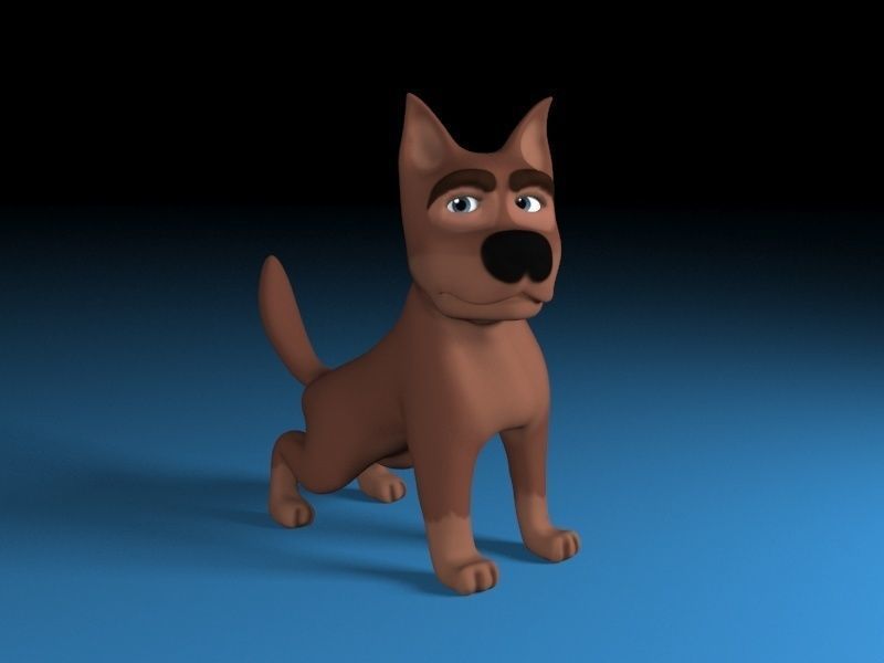 Cartoon rigged brown dog Low-poly 3D model_3
