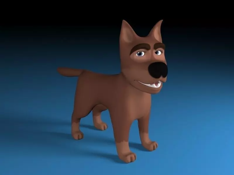 Cartoon rigged brown dog Low-poly 3D model_0