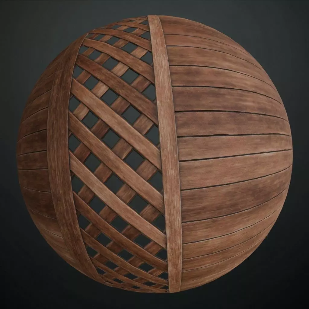 Classic Wooden Lattice Screen PBR Seamless Texture