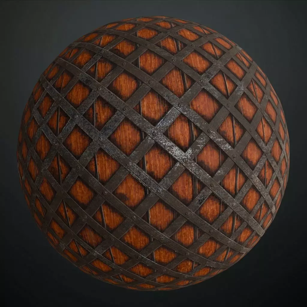 Heavy Industrial Steel Mesh on Wood PBR Seamless Texture