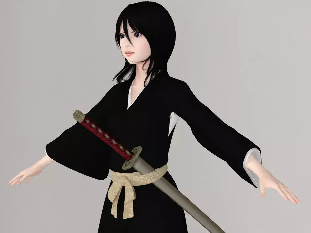 T pose nonrigged model of Rukia with various outfit 3D model_0