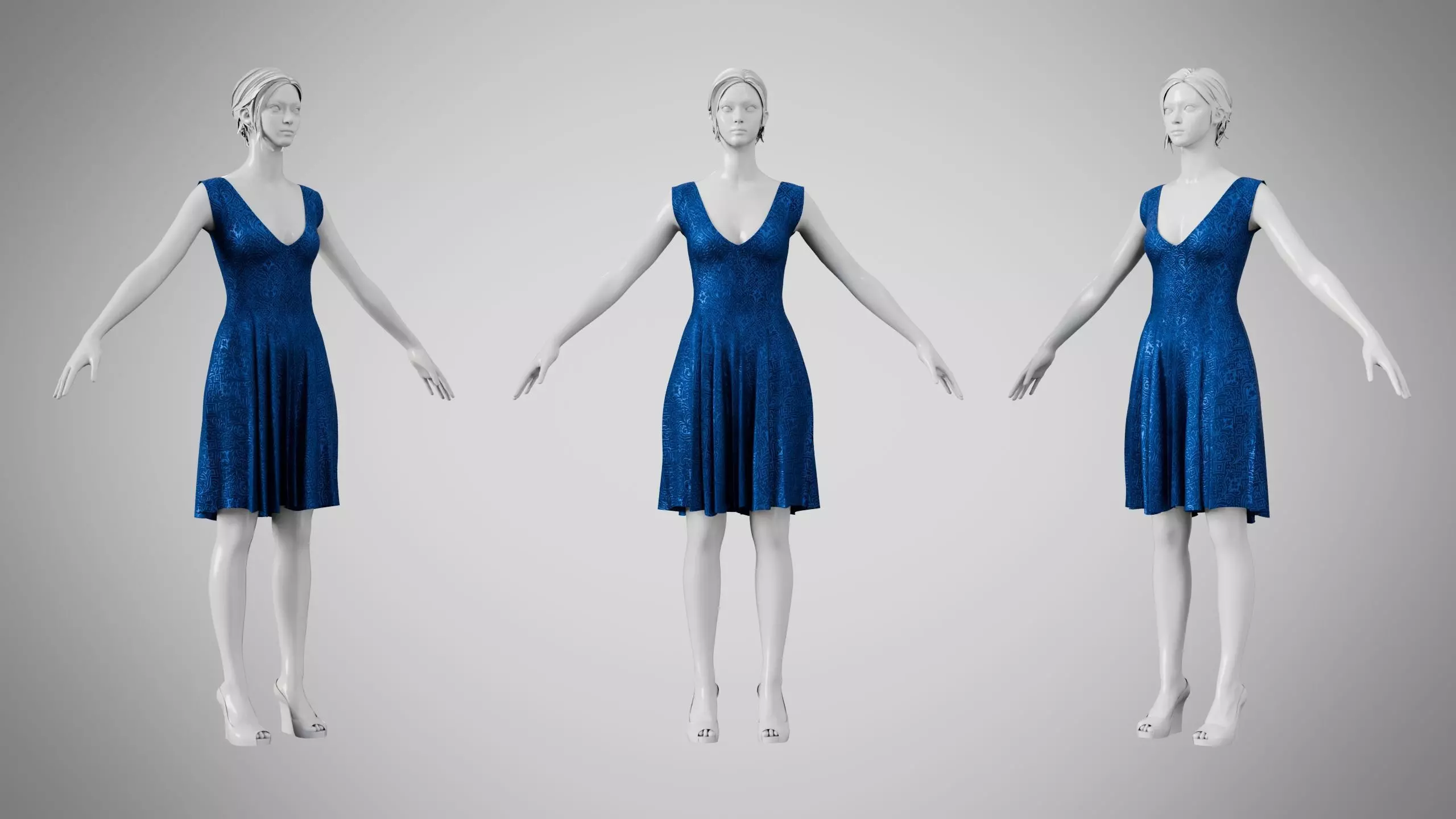 Dress 21 Sapphire Velvet With Design Low-poly 3D model