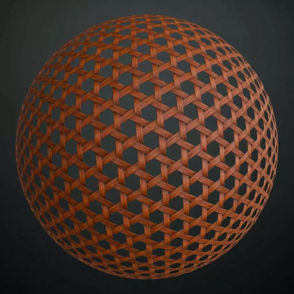 Woven Bamboo Hexagonal Screen PBR Seamless Texture