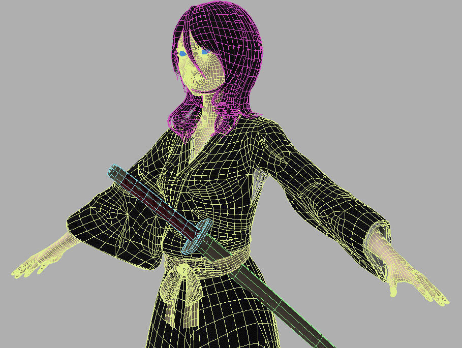 T pose rigged model of Rukia with various outfit 3D model_9