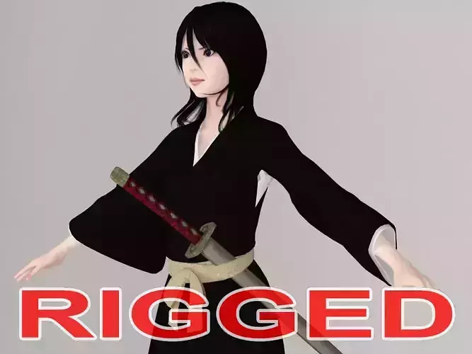 T pose rigged model of Rukia with various outfit 3D model T pose rigged model of Rukia with various outfit 3D model