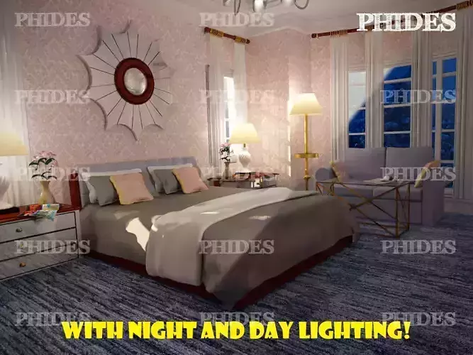 Bedroom with night and day lighting