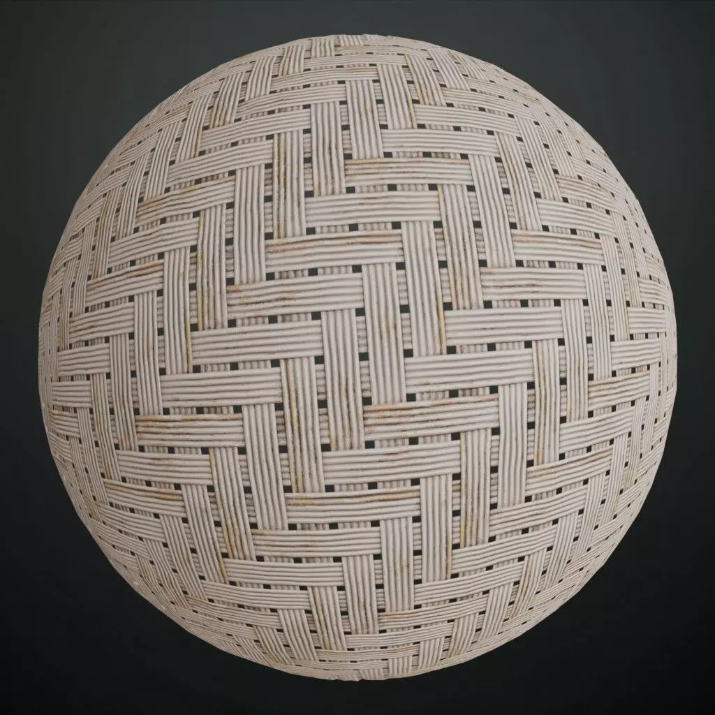 Bleached Herringbone Reed Weave PBR Seamless Texture