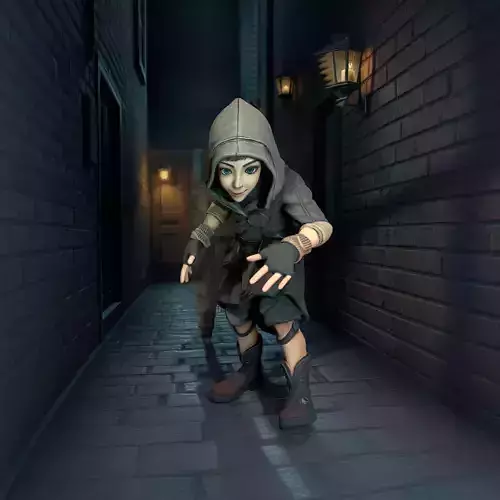 Short Halfling Thief One 3D Character - Rigged And Animated Low-poly 3D model