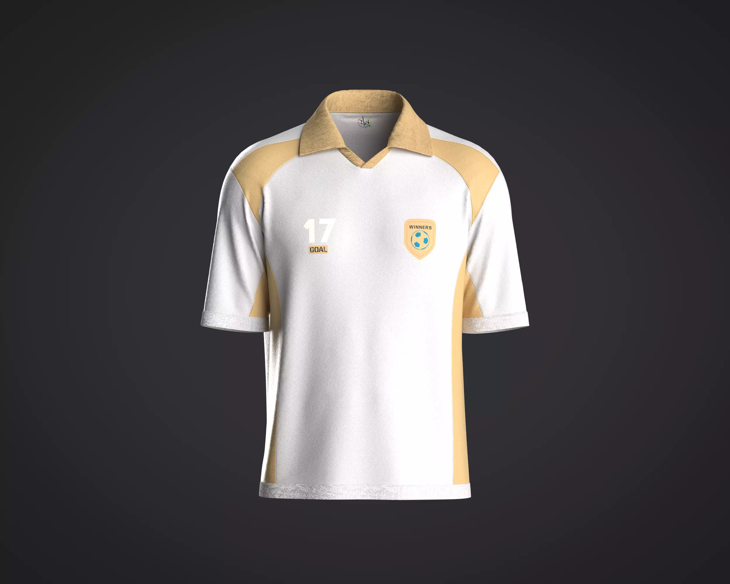 Mens johnny collar jersey with color block and graphic 3D model