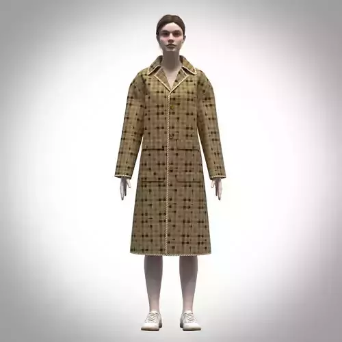 womens outerwear coat 3d clothing Low-poly 3D model