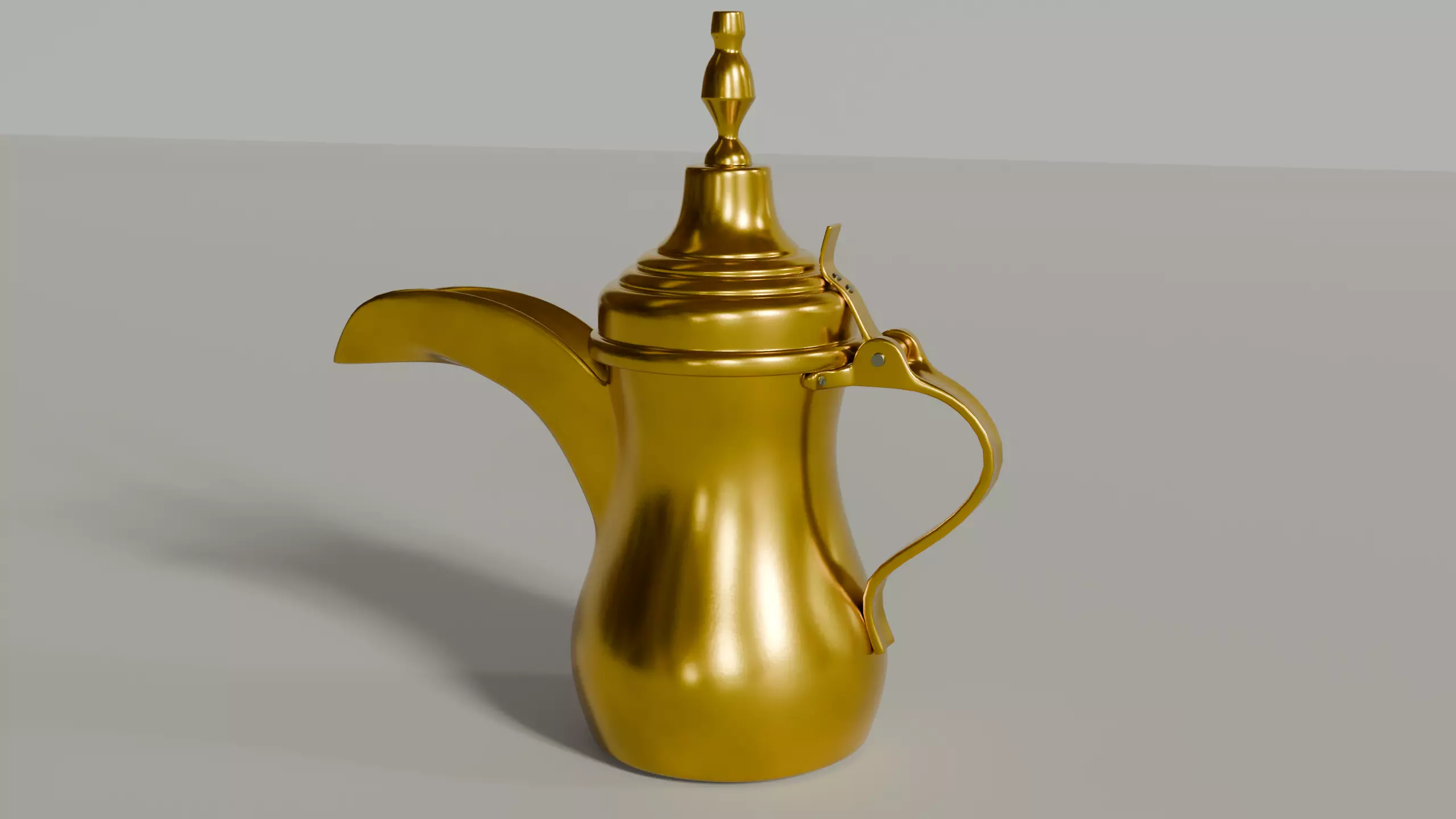 Traditional Arabic Coffee Pot - Gold Dallah 3D Model 3D model