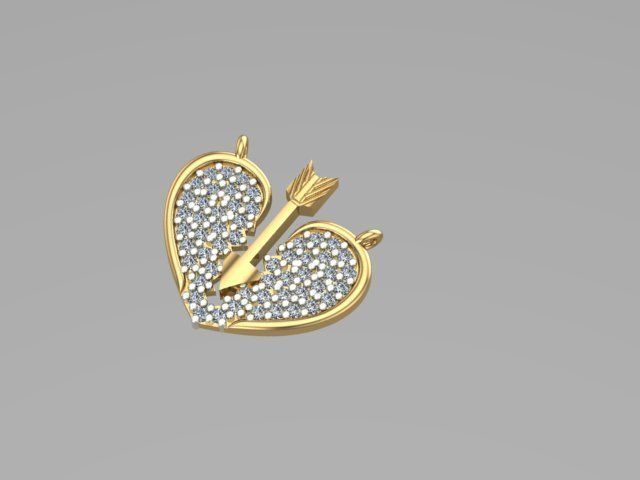 broken heart pendant 40 3D print model