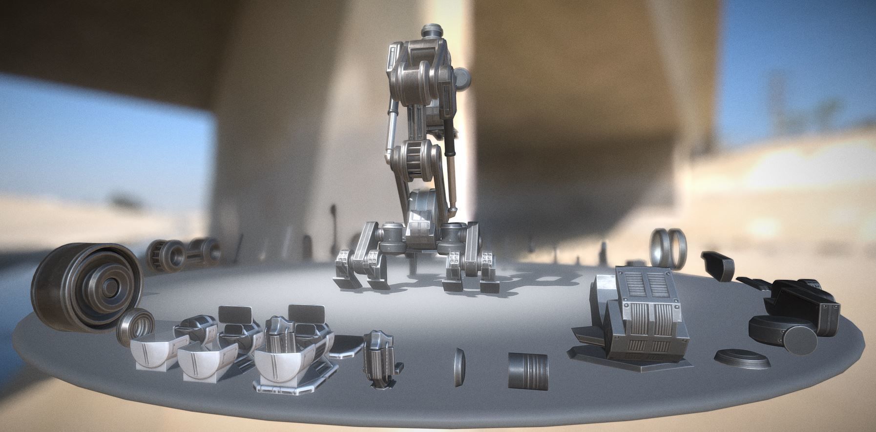 The Walking Mech Neck Collection Low-poly 3D model_92