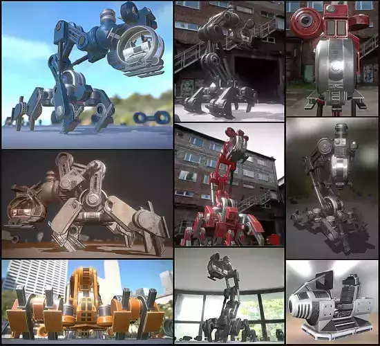 The Walking Mech Neck Collection Low-poly 3D model