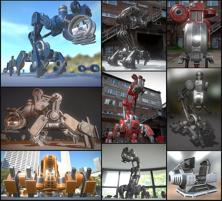 The Walking Mech Neck Collection Low-poly 3D model_0