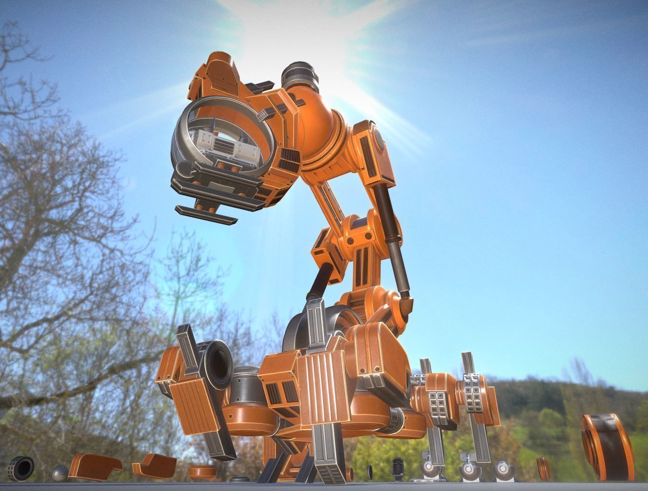The Walking Mech Neck Collection Low-poly 3D model_99