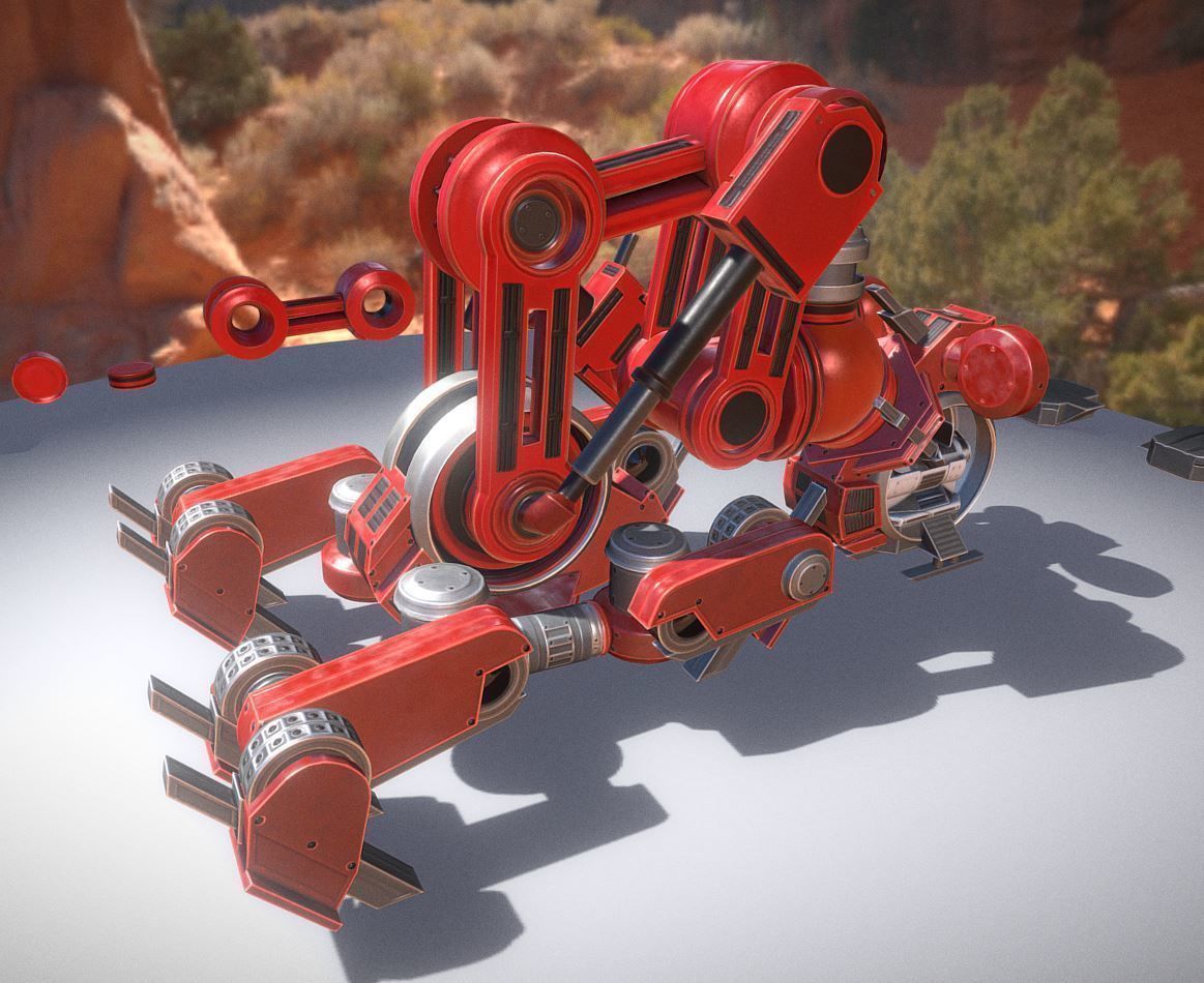 The Walking Mech Neck Collection Low-poly 3D model_101