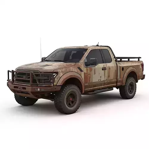 Weathered Post-Apocalyptic Muscle Car 3D Model