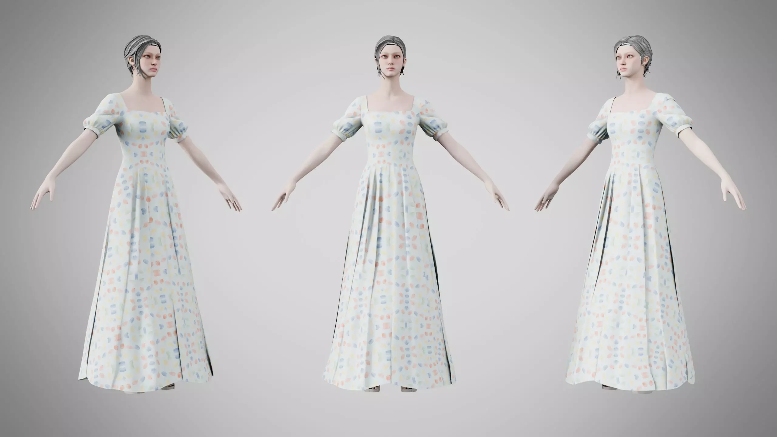 Dress 27 Aqua Meadow Mosaic Low-poly 3D model